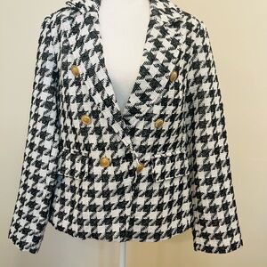 Masseys-Women's Black and White Houndstooth Blazer